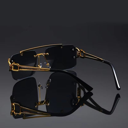 Golden Edge Frameless Luxury Sunglasses Anti Glare UV Protection Unisex Shades