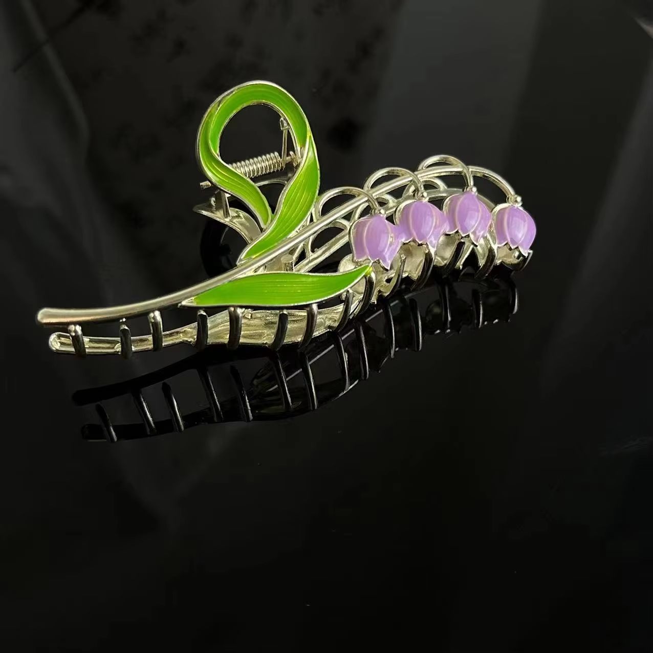 Bell Orchid Floral Shark Clip – Large Premium Flower Hair Claw for Women & Girls
