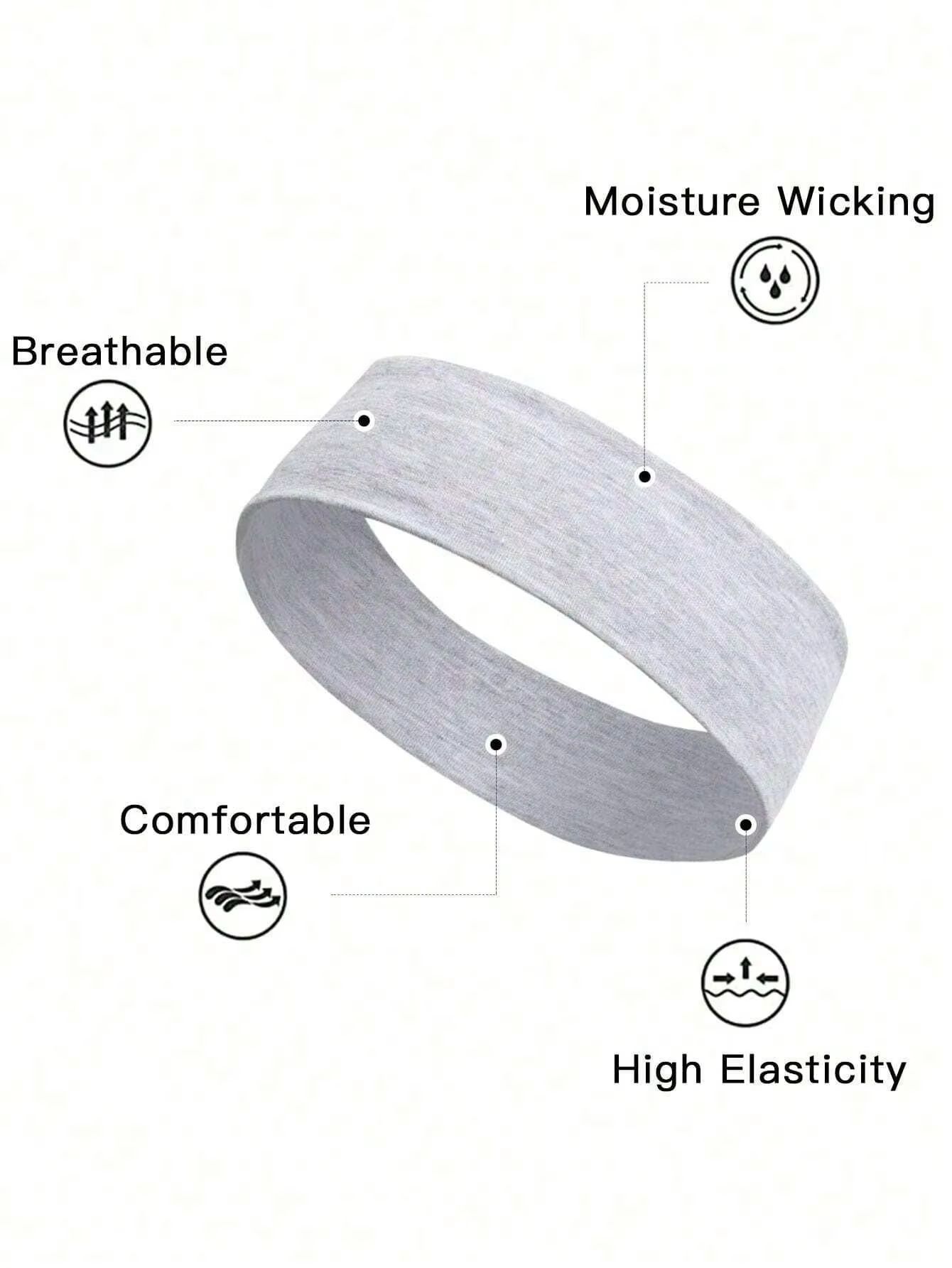 FlexFit Leopard-Print & Solid Headband Set – 6-Piece Sweat-Absorbing Headbands for Unisex Sports & Leisure