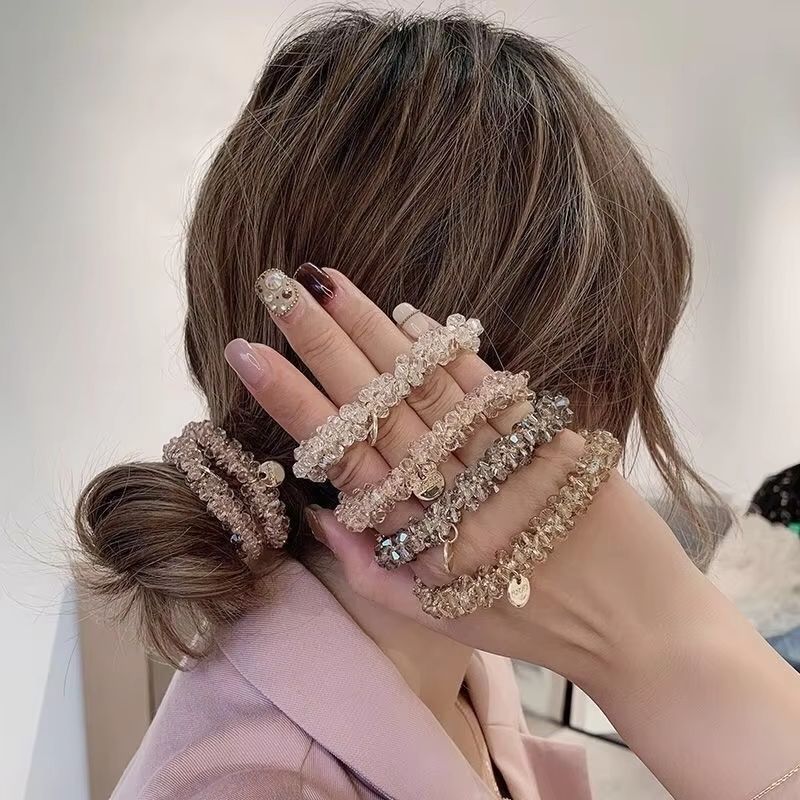 3pcs/set Crystal Pearl Beads Elastic Bands Scrunchies Hair Accessories Women Ponytail Holder Headwear