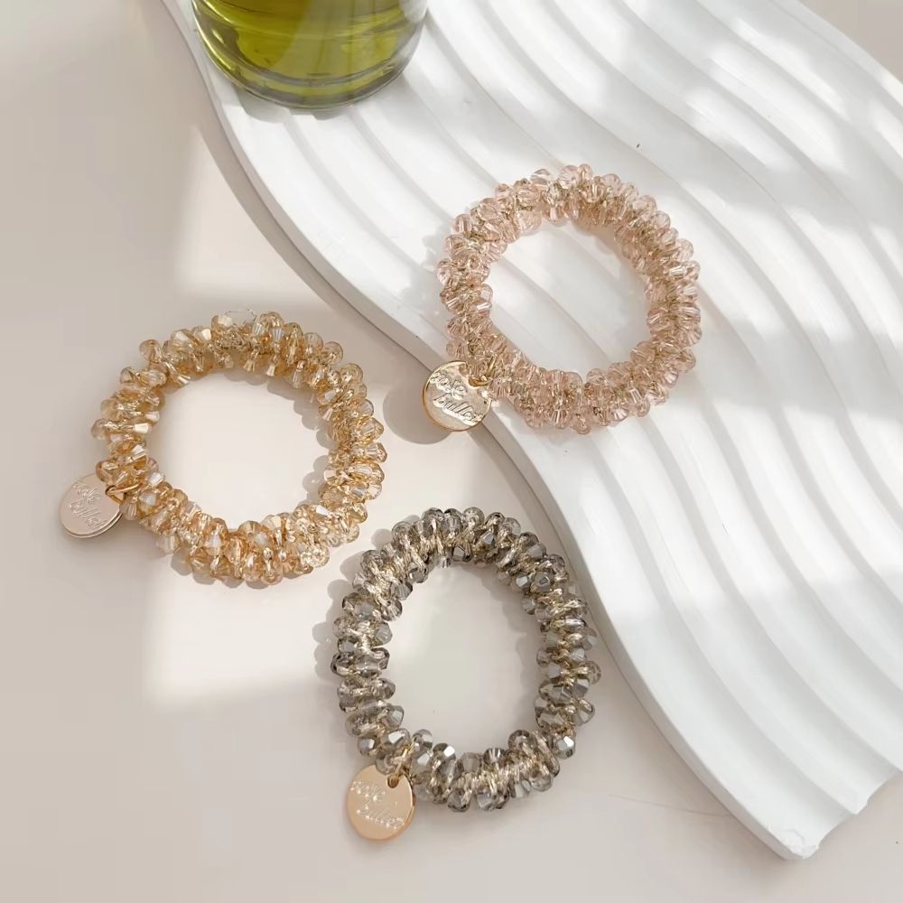 3pcs/set Crystal Pearl Beads Elastic Bands Scrunchies Hair Accessories Women Ponytail Holder Headwear