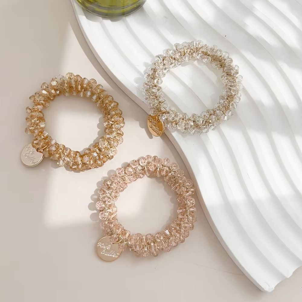 3pcs/set Crystal Pearl Beads Elastic Bands Scrunchies Hair Accessories Women Ponytail Holder Headwear