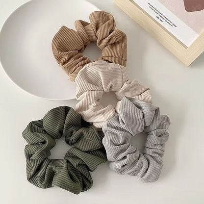 SoftKnit Microfiber Scrunchie Set – 6-Piece Knitted Fabric Hair Bands for Women & Girls