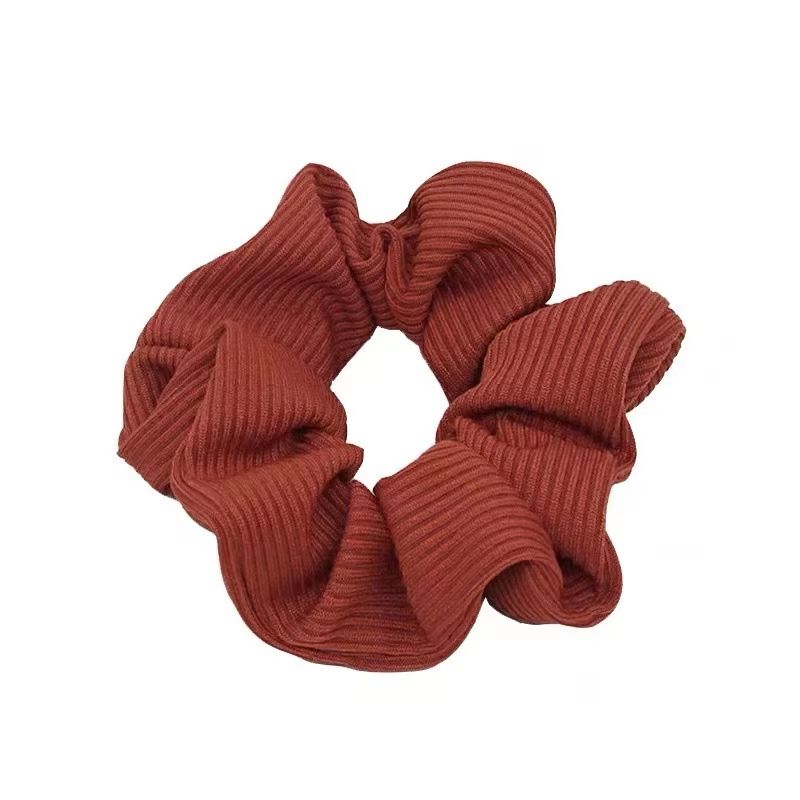 SoftKnit Microfiber Scrunchie Set – 6-Piece Knitted Fabric Hair Bands for Women & Girls