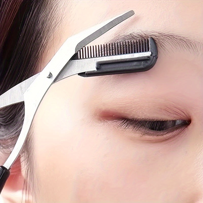 Precise Stainless Steel Eyebrow Scissors With Comb for Safe Trimming and Perfect Brow Shaping