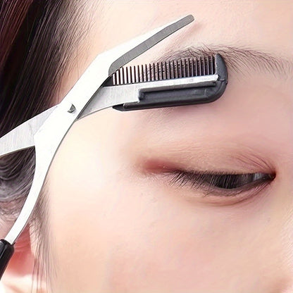 Precise Stainless Steel Eyebrow Scissors With Comb for Safe Trimming and Perfect Brow Shaping