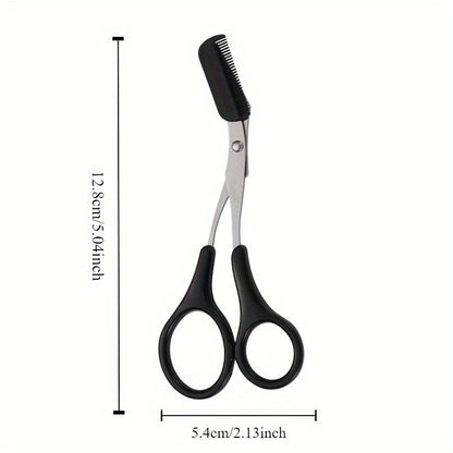 Precise Stainless Steel Eyebrow Scissors With Comb for Safe Trimming and Perfect Brow Shaping