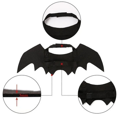 Cosplay Cat and Dog Outfit, Black Bat Wings, Creative Cute Pet Clothes, Party Costume