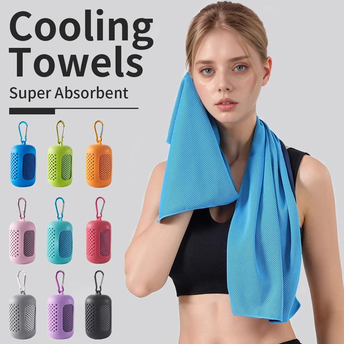 Portable Cooling Towel with Silicone Case for Sports and Outdoor Activities