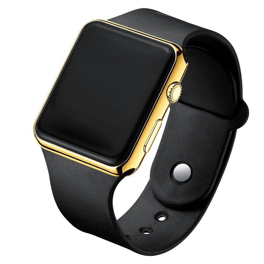 Simple Digital Watch, LED Electronic Watch, Fashion Sport Watch, Black Silicone Wristband, Casual Mens Watch