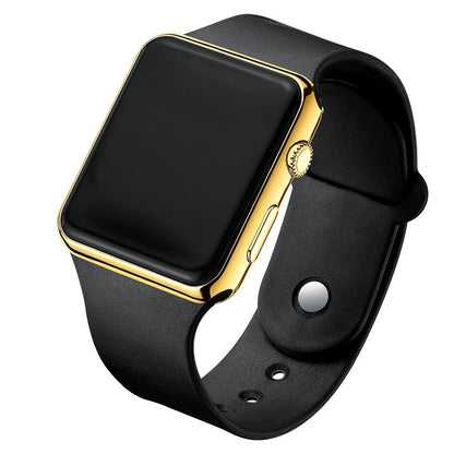 Simple Digital Watch, LED Electronic Watch, Fashion Sport Watch, Black Silicone Wristband, Casual Mens Watch