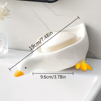 Plastic Drain Tray, Cute Duck Shaped Soap Dish, Multifunctional Storage Rack, Self Draining Holder, Bathroom Accessories