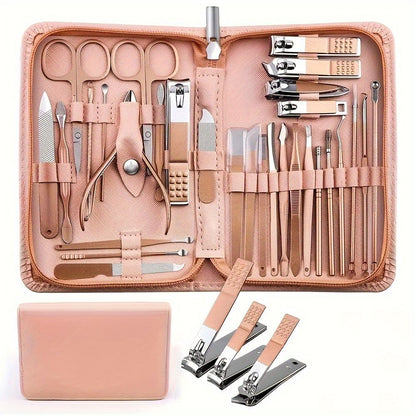 Professional Stainless Steel Manicure and Pedicure Set Grooming Kit with Scissors and Nail Tools