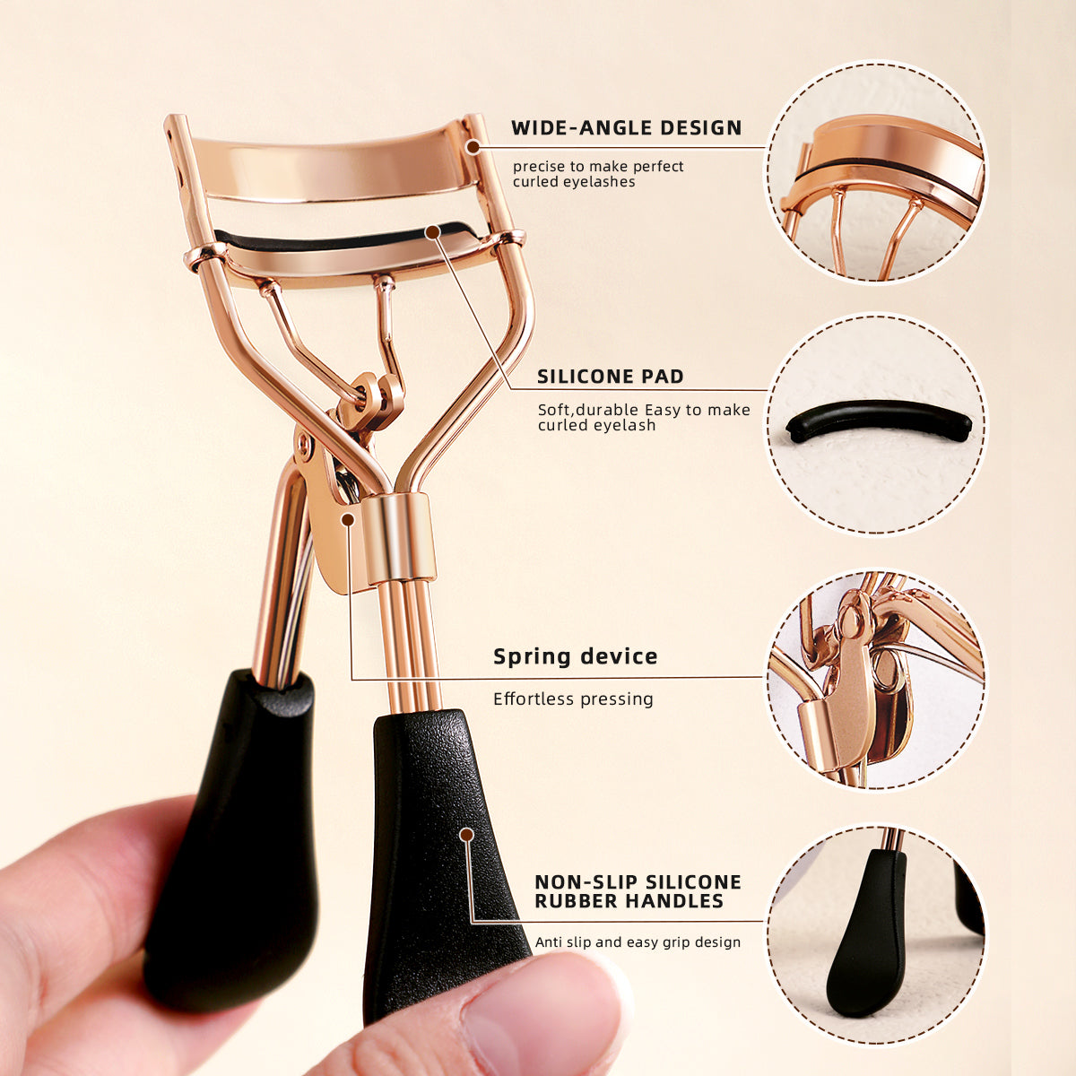 Eyelash Curler, Portable Stainless Steel, Silicone Pads, Eyelash Extension Tools, Curling Curler