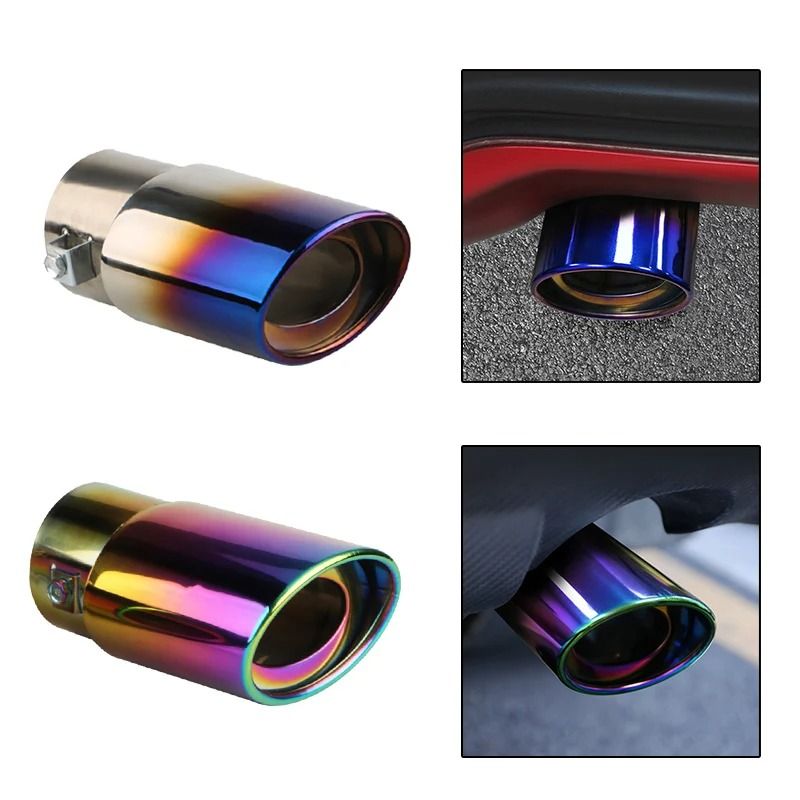 Car Exhaust Muffler Tip Pipe Stainless Steel Chrome Rear Tail Trim