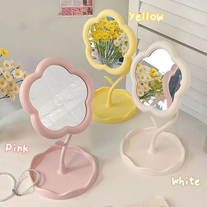 Creative Dormitory Desktop, Mirror Desktop Flower Mirrors, Online Celebrity Gao Yan Value Mirrors for Bedroom Home Decor