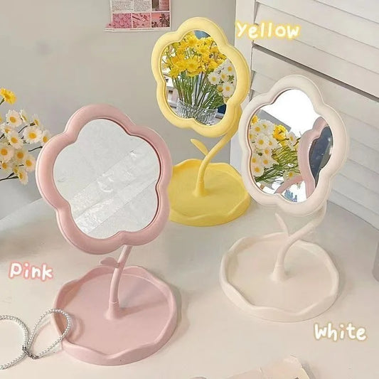 Creative Dormitory Desktop, Mirror Desktop Flower Mirrors, Online Celebrity Gao Yan Value Mirrors for Bedroom Home Decor