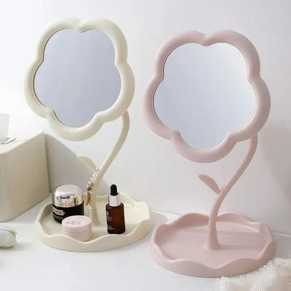 Creative Dormitory Desktop, Mirror Desktop Flower Mirrors, Online Celebrity Gao Yan Value Mirrors for Bedroom Home Decor