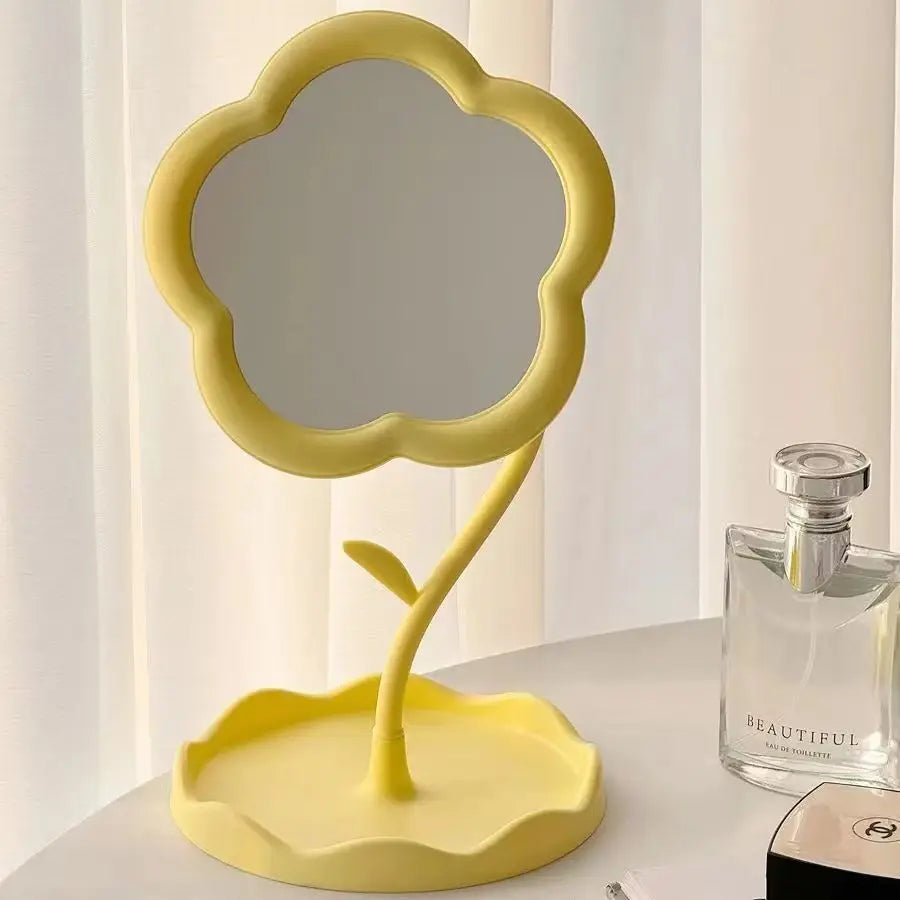 Creative Dormitory Desktop, Mirror Desktop Flower Mirrors, Online Celebrity Gao Yan Value Mirrors for Bedroom Home Decor
