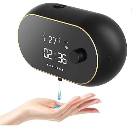 SmartDisplay USB-Rechargeable Infrared Touchless Soap & Sanitiser Dispenser – LED Temperature Display Wall-Mount Foam/Li