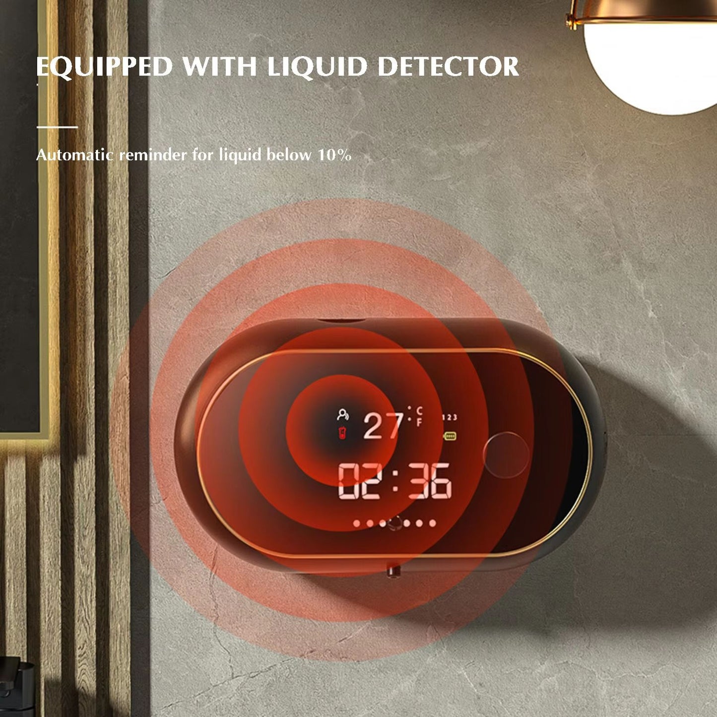 SmartDisplay USB-Rechargeable Infrared Touchless Soap & Sanitiser Dispenser – LED Temperature Display Wall-Mount Foam/Li
