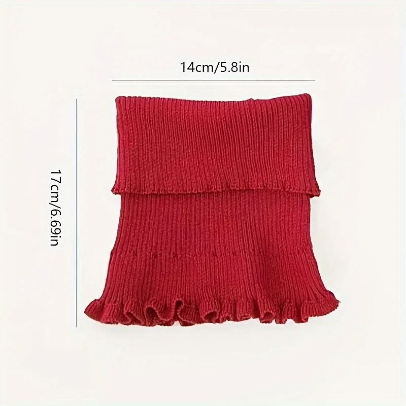 Fashionable Black and White Knitted False Neck Scarf with Elegant Ruffle Edge