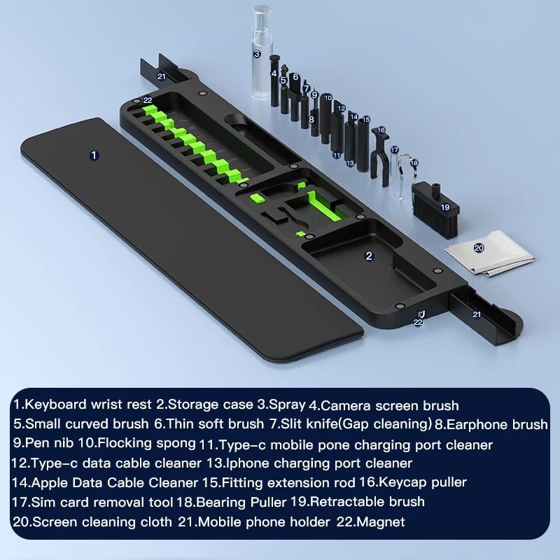 22 in 1 Digital Cleaning Kit for Phones Cameras Laptops and Keyboards