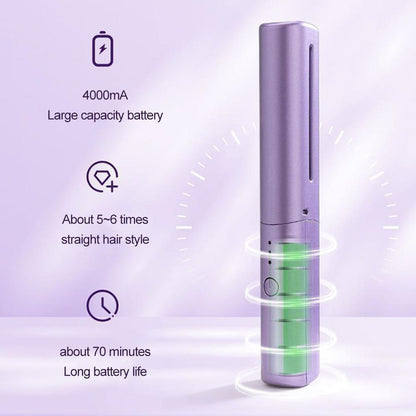 Portable Ceramic Hairdressing Comb, Cordless Touch Comb for Less Frizz, Short Hair, Upgrade Curly and Straightening Comb
