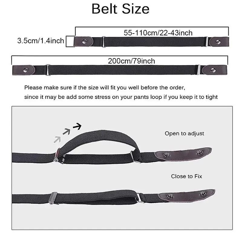 No Buckle Elastic Waist Belt for Men and Women