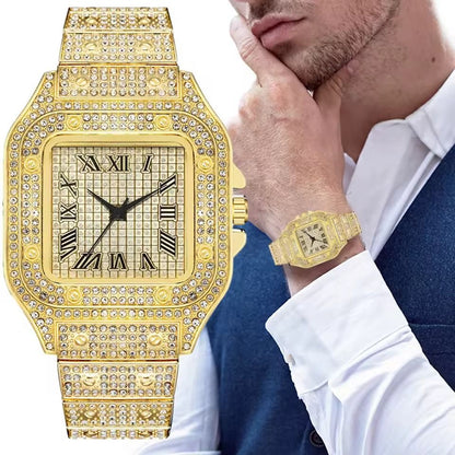 Luxury Business Steel Strap Roman Scale Quartz Watch for Men