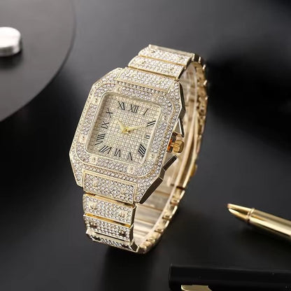 Luxury Business Steel Strap Roman Scale Quartz Watch for Men
