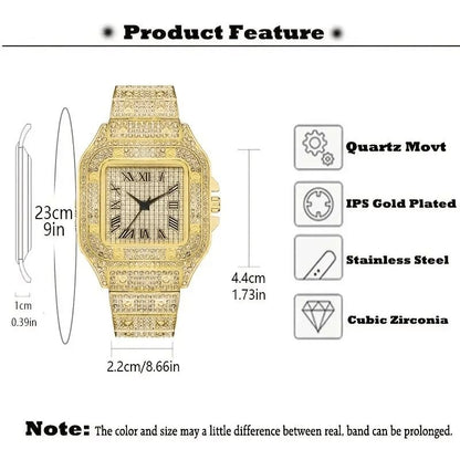 Luxury Business Steel Strap Roman Scale Quartz Watch for Men
