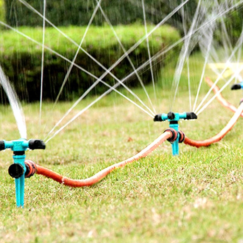 Rotating Lawn Sprinkler, Garden Sprinkler, 360-Degree Automatic, Three-Fork Sprinkler Head, For Yard