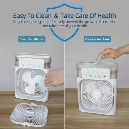 Fan, Air Conditioner, Portable Humidifier, Small Air Cooler, LED Night Light, Office Home Fan