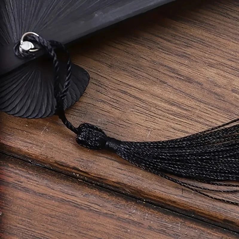 Folding Hand Fan with Tassel – Retro Chinese Style Bamboo and Cloth Fan