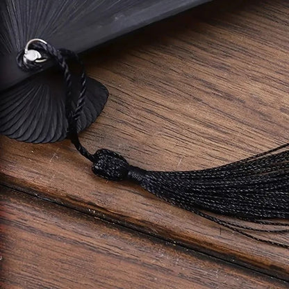 Folding Hand Fan with Tassel – Retro Chinese Style Bamboo and Cloth Fan
