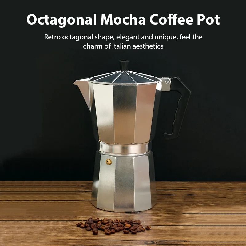 Aluminum Italian Octagonal Moka Coffee Pot Stove Top Espresso Maker