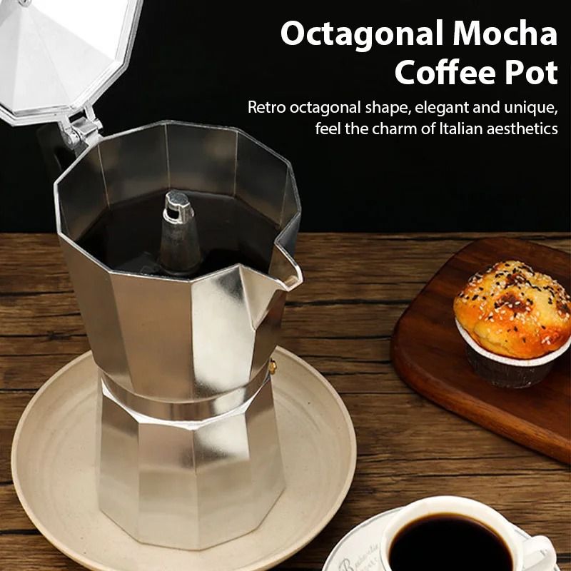 Aluminum Italian Octagonal Moka Coffee Pot Stove Top Espresso Maker