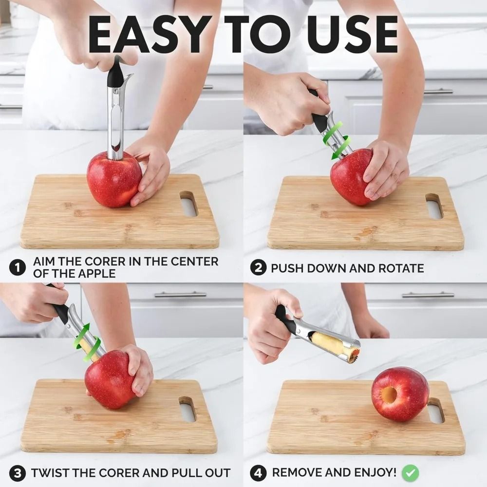 Apple Corer Tool Easy to Use Sharp Serrated Blade Apple Core Remover for Kitchen
