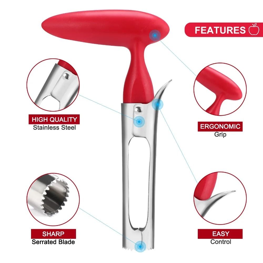 Apple Corer Tool Easy to Use Sharp Serrated Blade Apple Core Remover for Kitchen