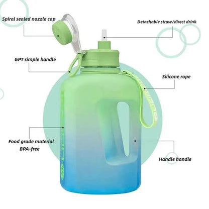 2.4 Liter Sports Water Bottle with Straw and Handle for Fitness and Outdoor Use