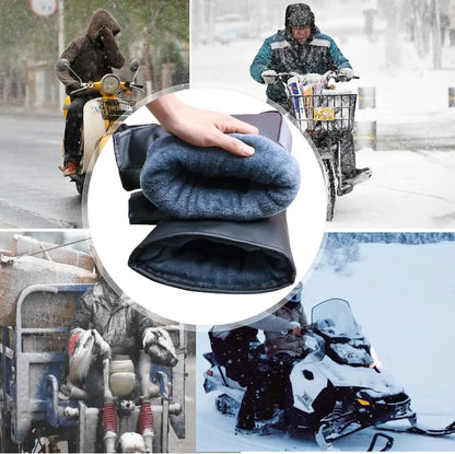 Winter Electric Bike Gloves Plush Handlebar Mittens Windproof Warm Cover for Bicycle Motorcycle