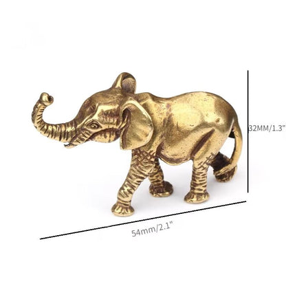 Antique Bronze Mini Elephant Figurines – Solid Copper Tea Pet & Table Decor Set