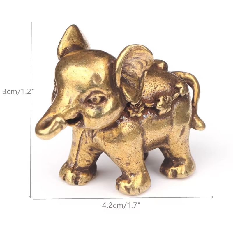 Antique Bronze Mini Elephant Figurines – Solid Copper Tea Pet & Table Decor Set