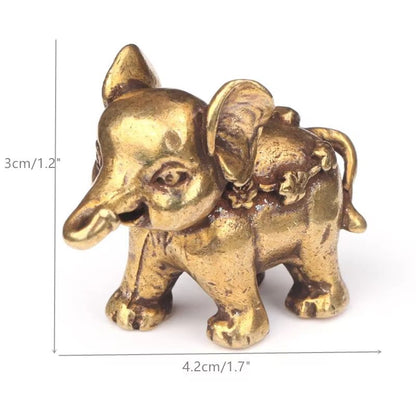 Antique Bronze Mini Elephant Figurines – Solid Copper Tea Pet & Table Decor Set