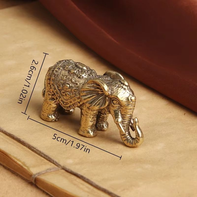 Antique Bronze Mini Elephant Figurines – Solid Copper Tea Pet & Table Decor Set