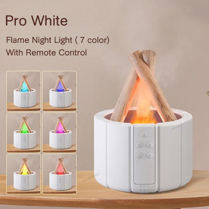 Kinscoter Simulated Flame Aroma Diffuser Bonfire Air Humidifier Ultrasonic Cool Mist Maker with LED Essential Oil Lamp