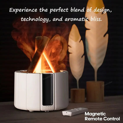 Kinscoter Simulated Flame Aroma Diffuser Bonfire Air Humidifier Ultrasonic Cool Mist Maker with LED Essential Oil Lamp