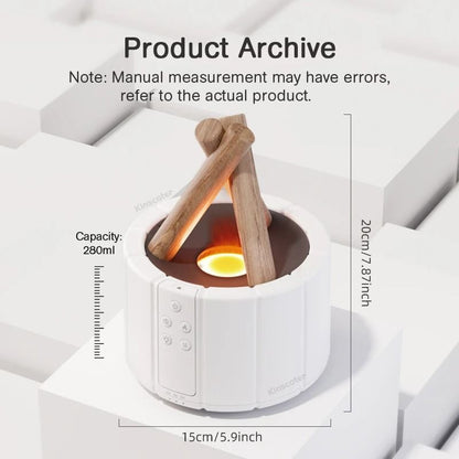 Kinscoter Simulated Flame Aroma Diffuser Bonfire Air Humidifier Ultrasonic Cool Mist Maker with LED Essential Oil Lamp