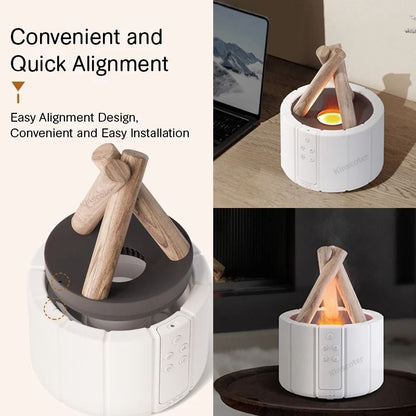 Kinscoter Simulated Flame Aroma Diffuser Bonfire Air Humidifier Ultrasonic Cool Mist Maker with LED Essential Oil Lamp